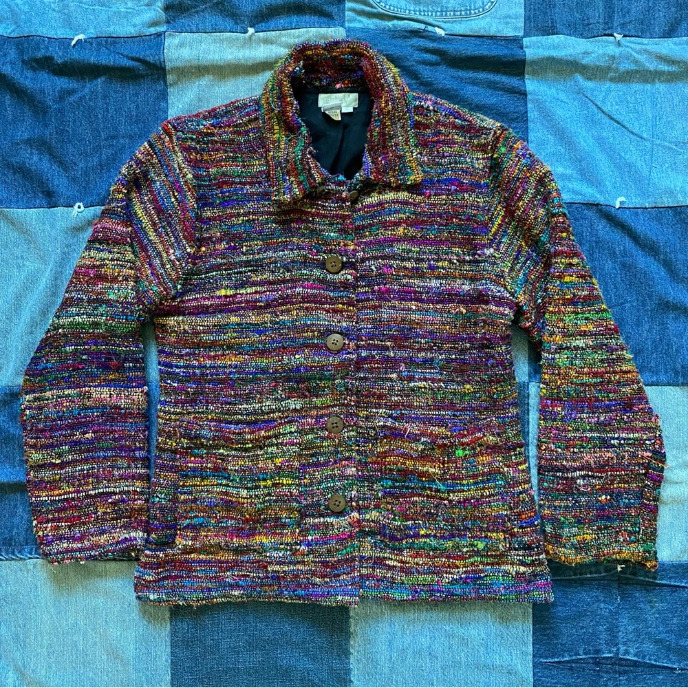 100% silk jacket territory ahead multicolor yarn size S